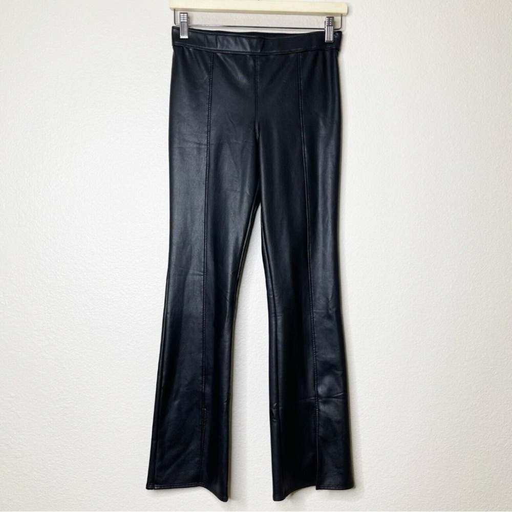 Abercrombie kids Girls Size 13/14 XL Black Vegan Leather Split Leg Flare Pants